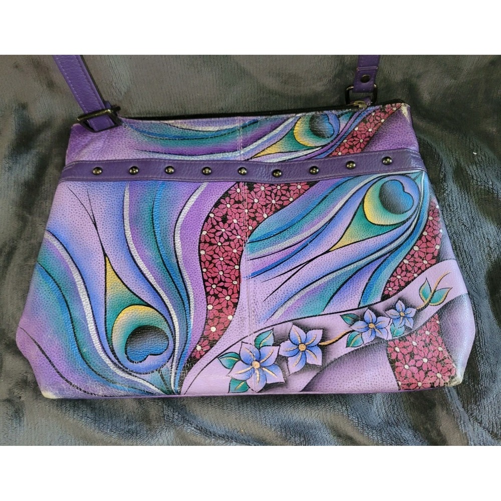 Anuschka Leather Hand Painted Cross Body Adjustable Style Strap Purse/ Bag - Picture 1 of 16